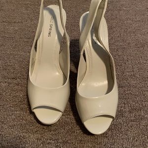 Bone colored sling back heels